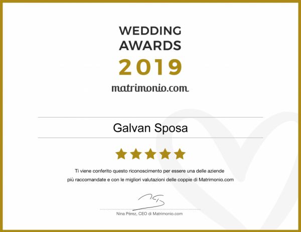 Galvan Sposa riceve il premio Wedding Awards 2019