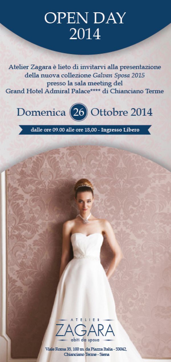 A CHIANCIANO TERME OPEN DAY il 26 OTTOBRE all HOTEL ADMIRAL PALACE con lAtelier Zagara